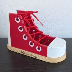 Melissa & Doug Deluxe Wood Lacing Sneaker - Learn to Tie a Shoe Educational Toy